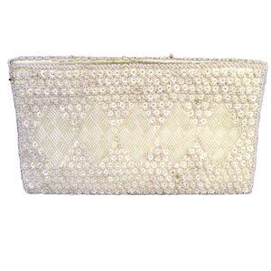 Women's Purse Clutch Beaded Satin Handbag Handmade Hong Kong Sequin 8.5 x 5